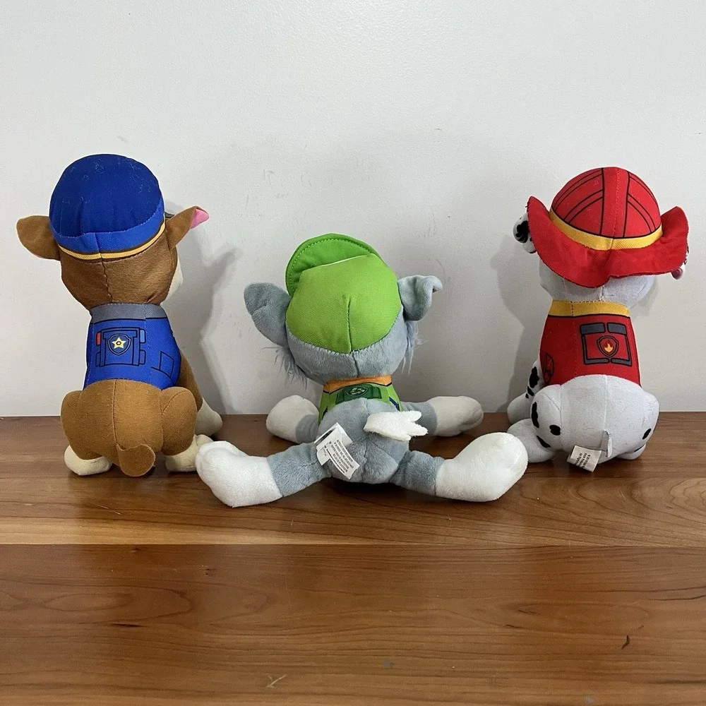 Lot Of 3 Paw Patrol Plushie Stuffed Animals Chase, Rocky & Marshall‎